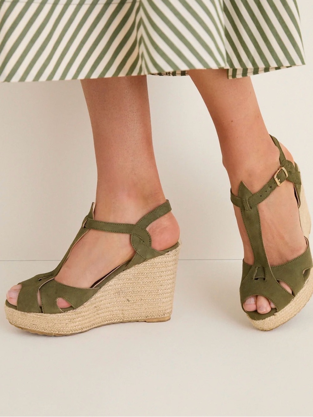 Tuckernuck Clover / Olive Suede Jules Espadrille Wedges - never worn